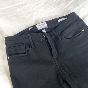 Crop and flare black jeans